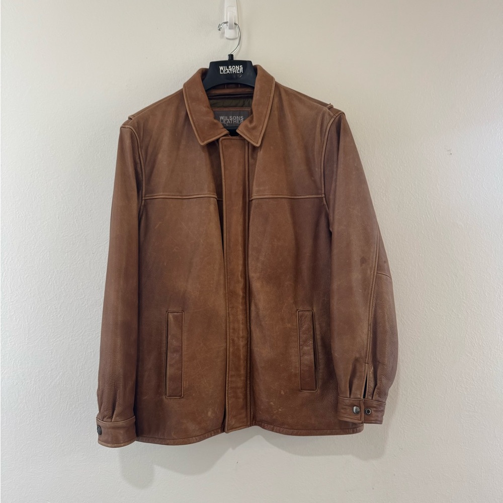 Wilson Thinsulate Quilted Removable Lining Men's Brown Leather Jacket Sz M